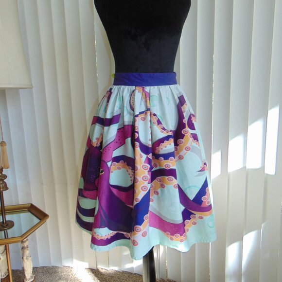 RARE Unique Vintage Purple Octopus Bubble Swing Skirt - Pinup Rockabilly Punk XL - Picture 2 of 12